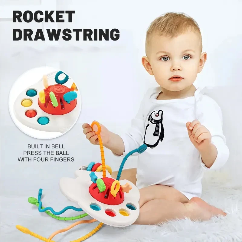 6 in 1 Montessori Baby Educational Learning Stacking Building Block Pull String Shape Sorter Activity Sensory Toy 0-6 6-12 month