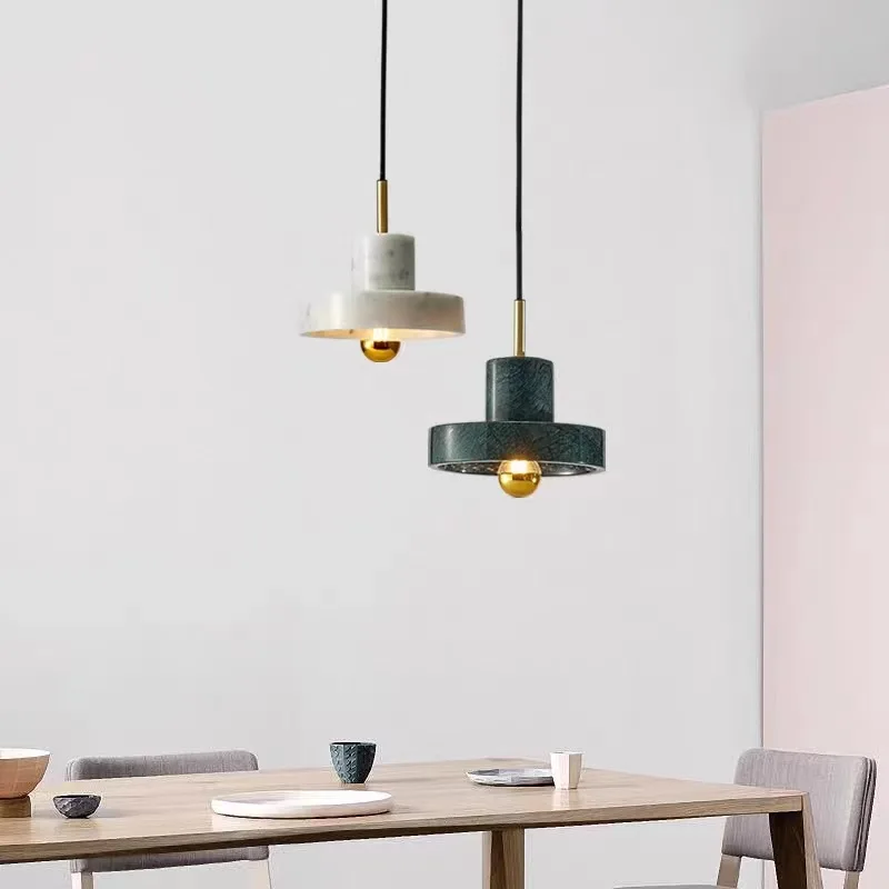 LED Bedroom Bedside Decoration Marble Chandelier Pendant Lighting Industrial E27 Bulb Minimalist Lighting Pendant Hanging Modern