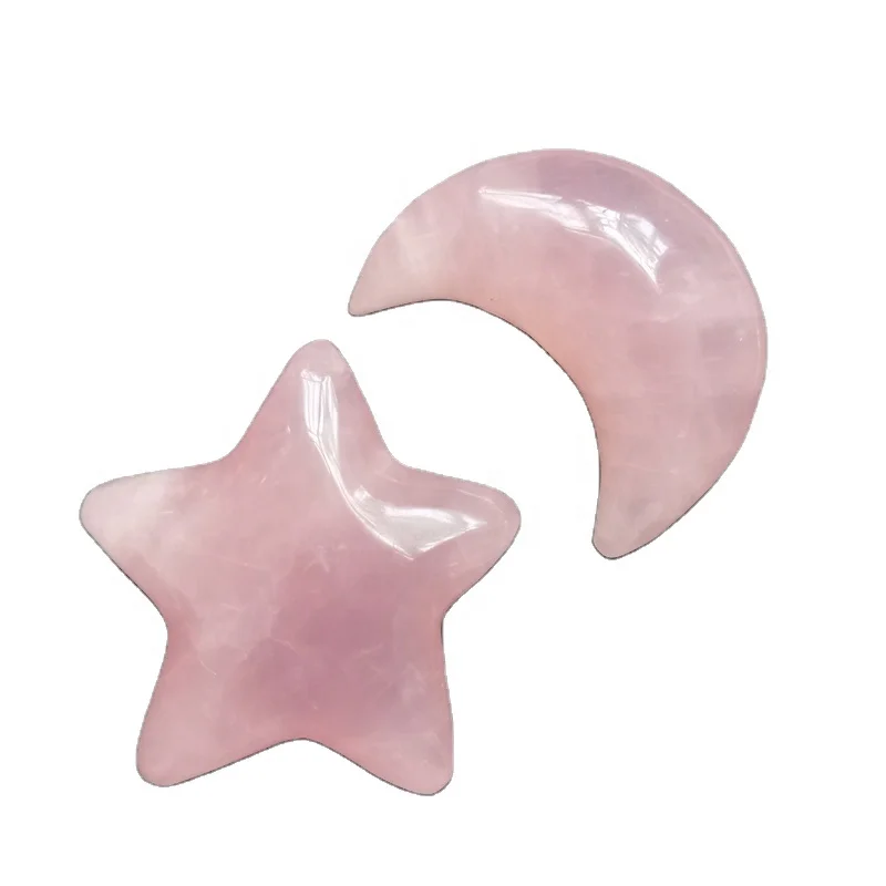 
Rose Quartz Moon/Star Natural Gemstone Healing Quartz Crystal Moon for Decoration 