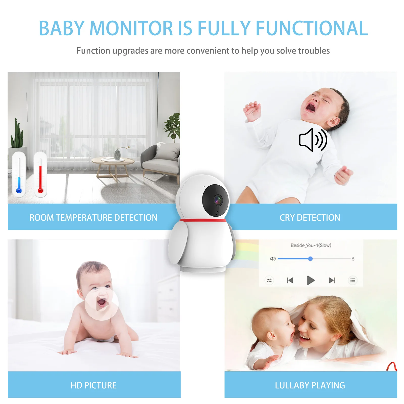 Baby Monitor Wifi Little penguin Monitor Remote Pan Tilt Night Vision Talk