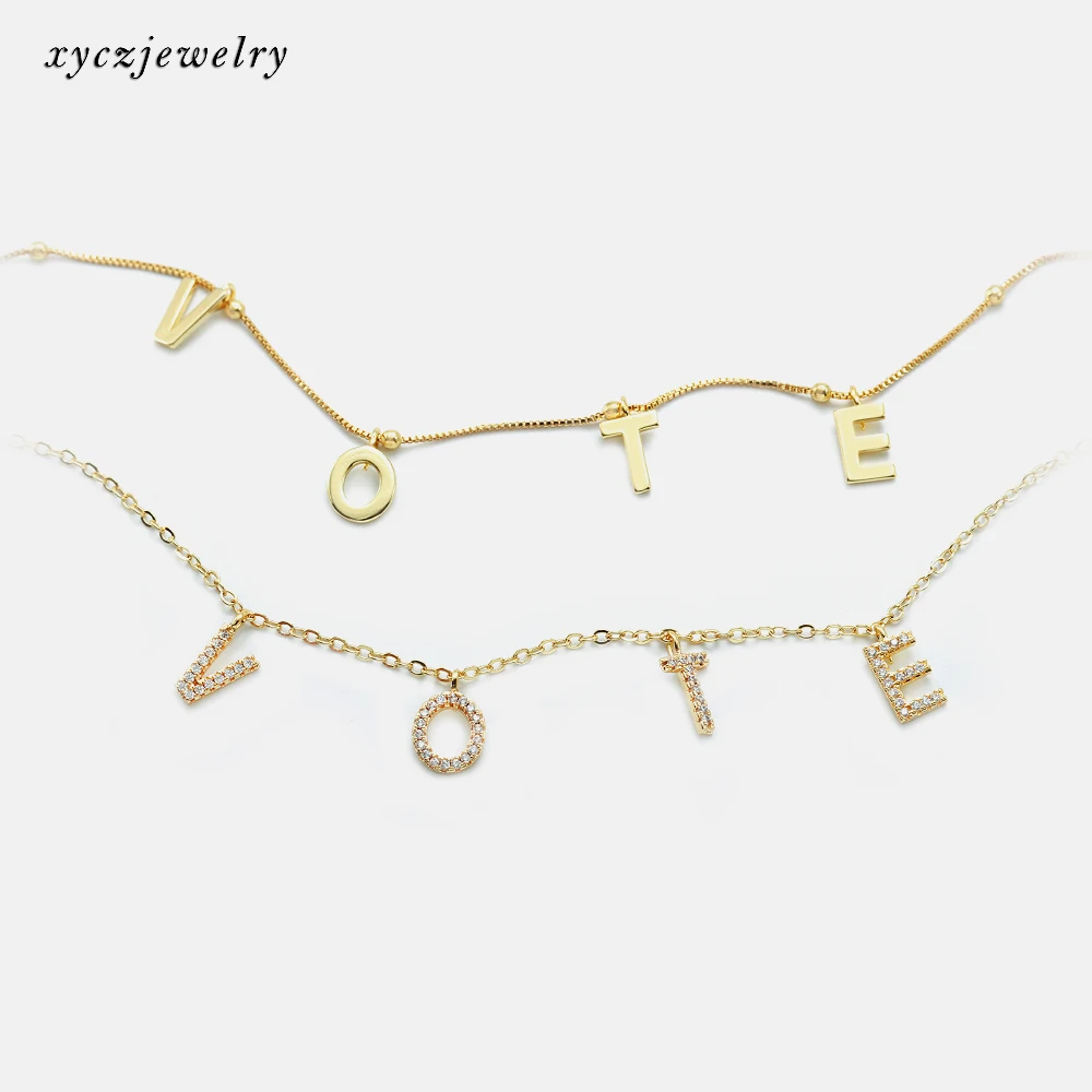 XingYu 2020 New Fashion DIY Personalized 26  Letters Brass  18K Gold White Plated DIY Alphabet Charm Pendants