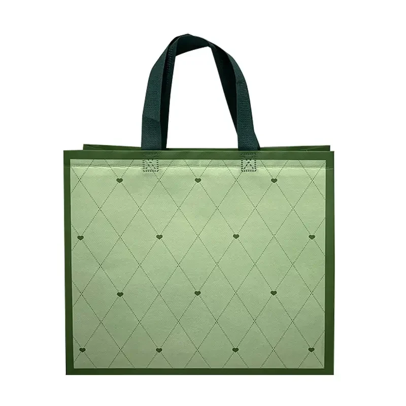 Green Love Laminated Nonwoven Bag Clothing Store Reusable Shopping Bag Wholesale Simple Fashion Atmospheric Gift Bag