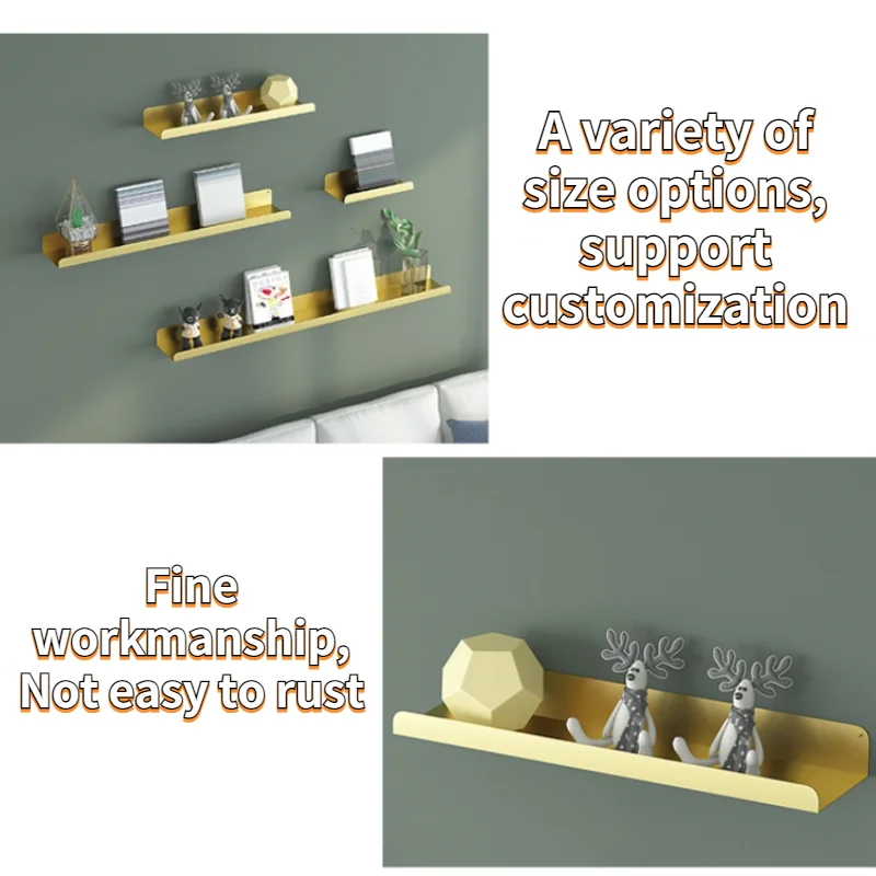 Amazon Hot Sell Nordic Metal Partition Wall Mount Shelf Hanging Bookshelf Floating Shelves