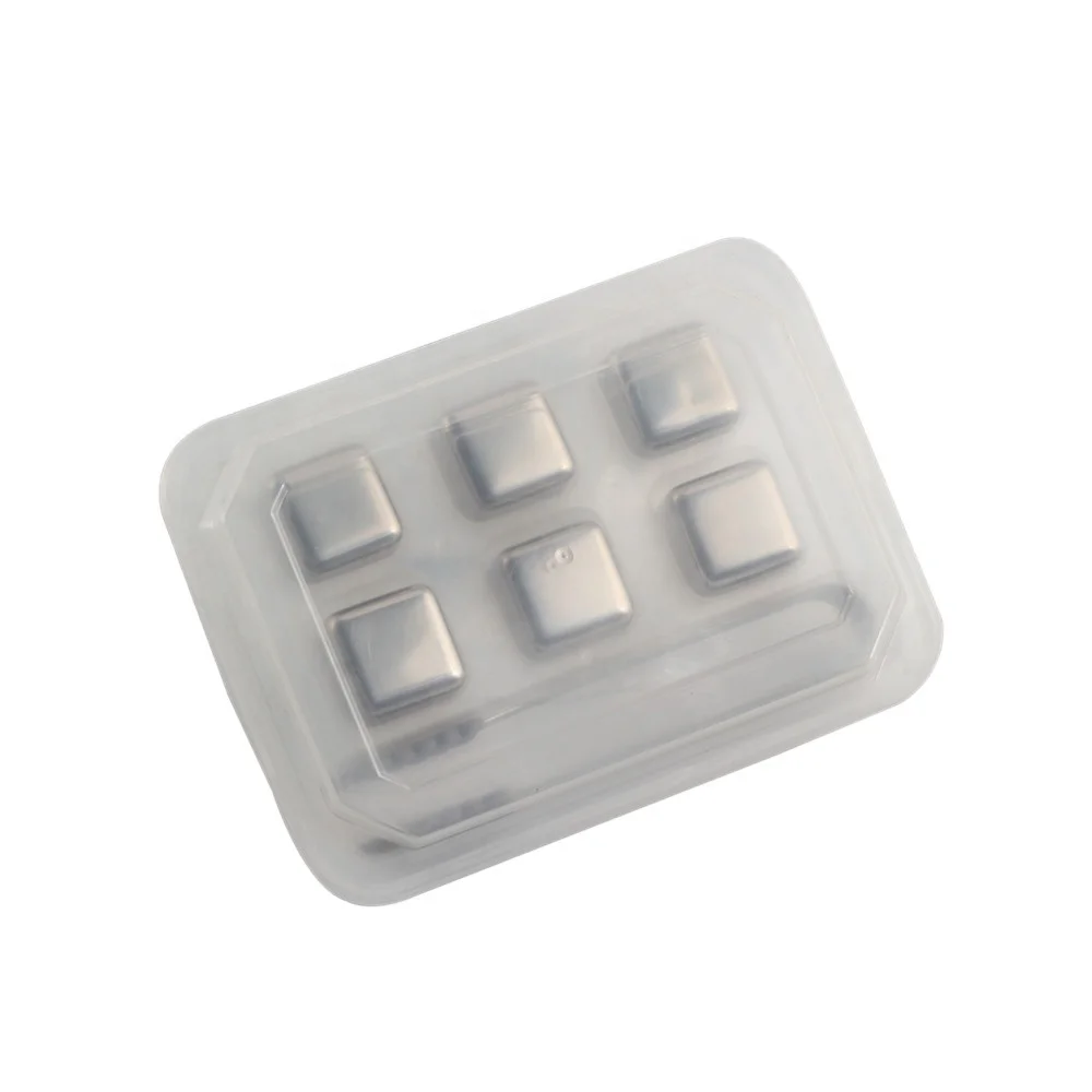 wholesale Custom Stainless steel ice cube box Square Reusable Gold Ice Stone Stainless Steel Ice Cube