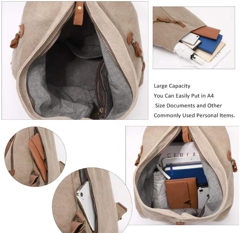 Vintage Canvas Rucksack Travel Outdoor Large Capacity Casual Backpack Simple Fashion Vintage Canvas Backpack For Men Women