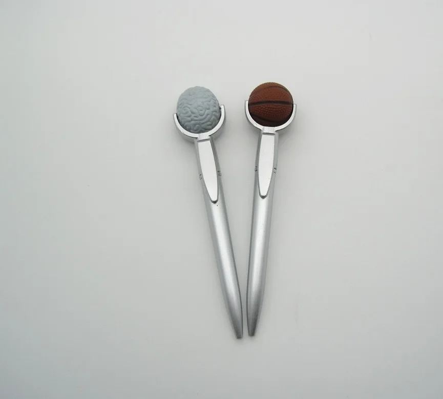 Custom funny basketball ball pen with your print plastic football baseball head brain ballpoint pen for promotion