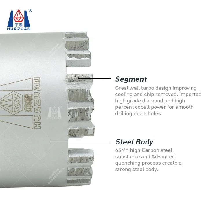 Professional diamond tipped 3 parts reinforced concrete core drill bits for sale