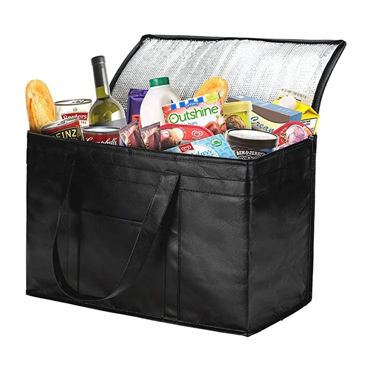 Wholesale customized logo large size heat insulation cooler bag insulation non woven material insulated grocery bag