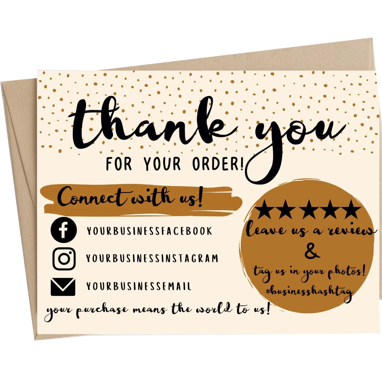 Beige Thank you Order Cards Packaging Business Card