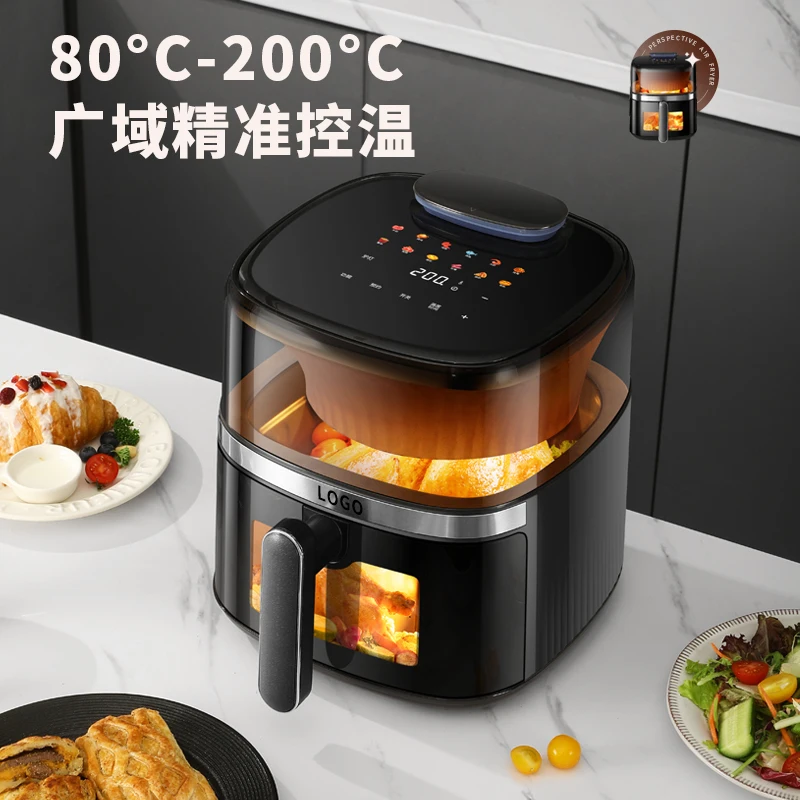 factory wholesale 8L smart air fryers large open visible window automatic manual water tank switching function digital air fryer