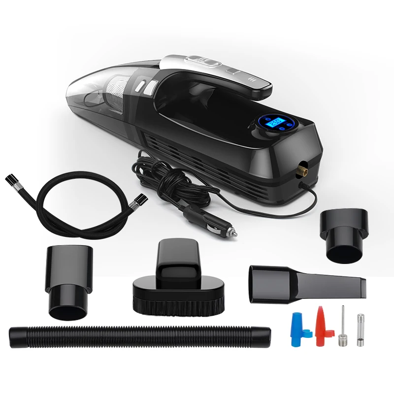 4 in 1 Portable Car Vacuum Cleaner Car Vacuum with Digital Air Compressor Pump DC 12V Tire Inflator for Car