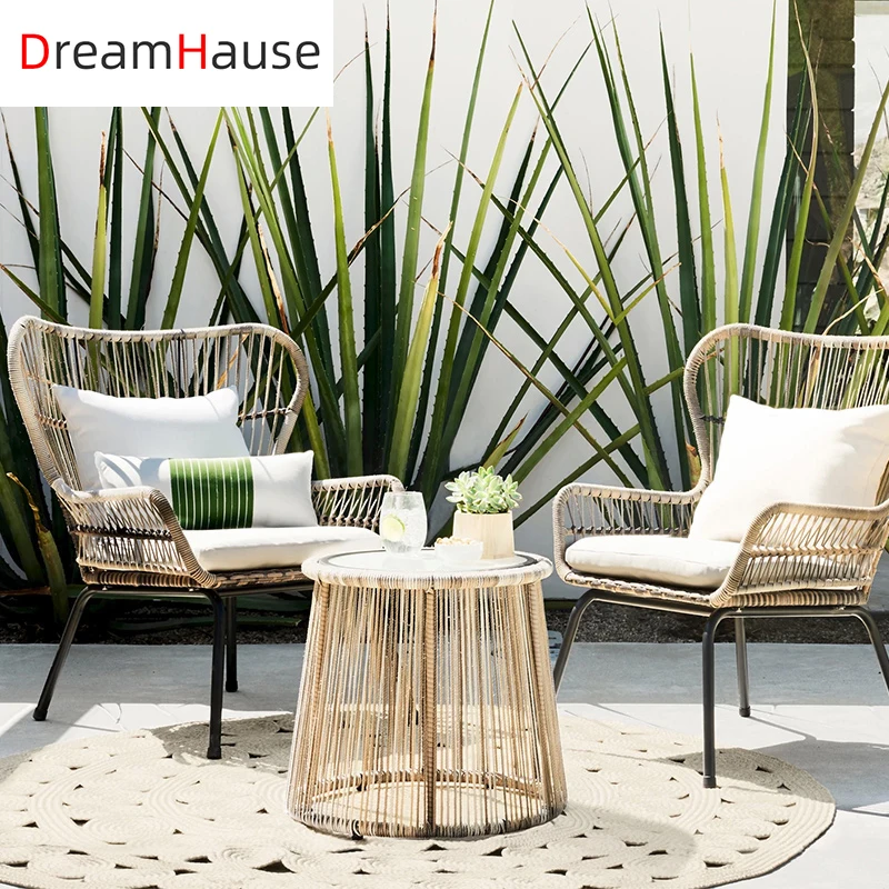 Уличная мебель Dreamhaus ротанговый стол и стулья набор из трех предметов для балкона обеденные ресторана