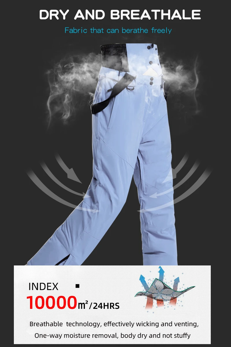 High Quality Men Women Ski Pants -30 Degree Outdoor Windproof Waterproof Warm Snow Trousers Winter Ski Snowboarding Pants