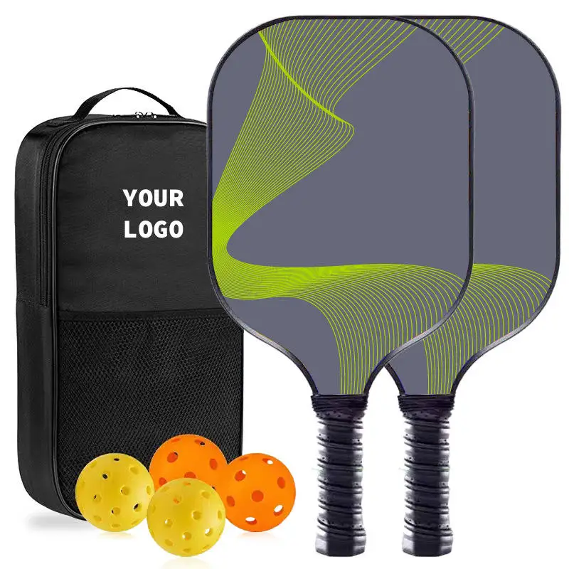 High quality outdoor sports rackets Custom 3-layer 2 Rackets 4 Balls 1 Storage Bag Carbon Fiber Pickleball Paddle Set