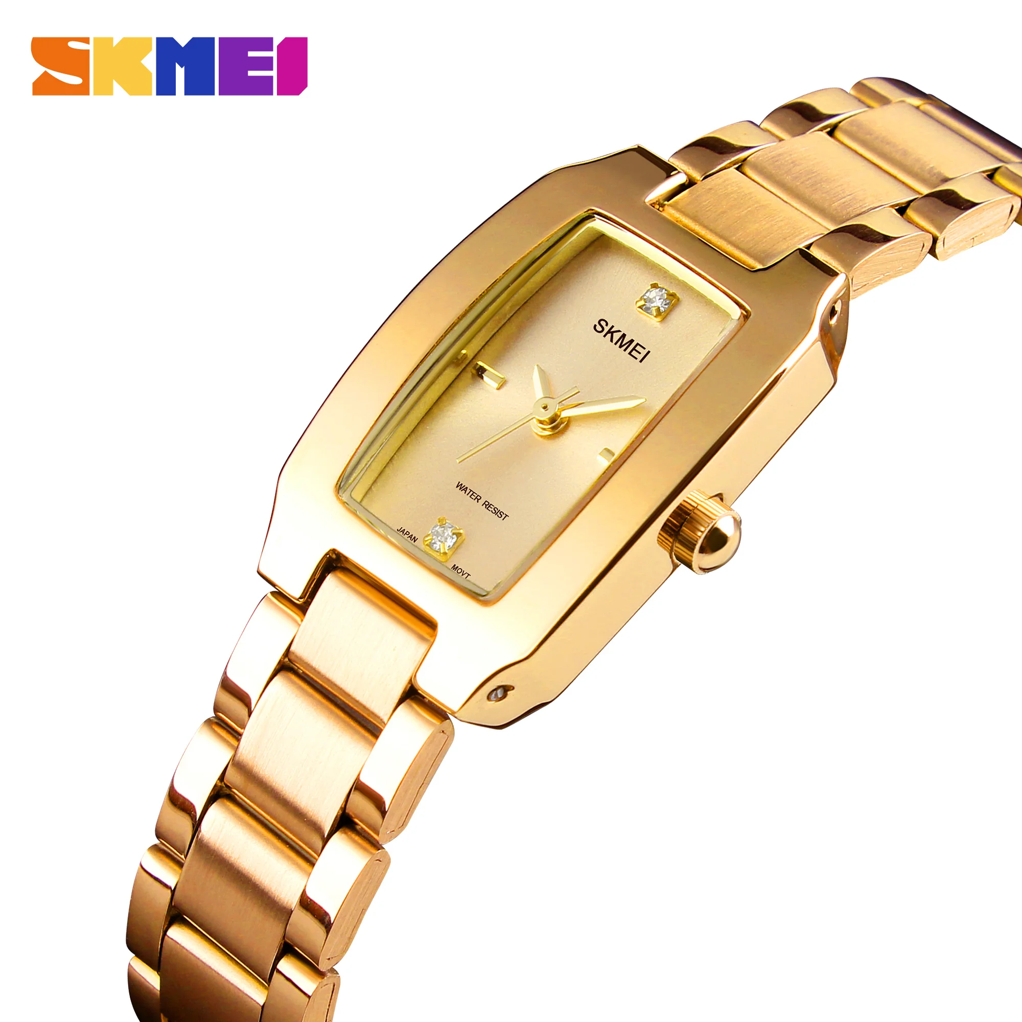 Skmei 1400 japan movt stainless steel black quartz watch luxury gold watches men