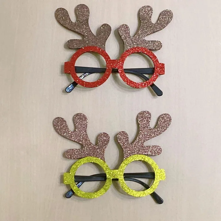 Christmas Glasses Glitter Holiday Party Glasses Frames Christmas Decoration Accessories Costume Eyeglasses for Christmas Parties