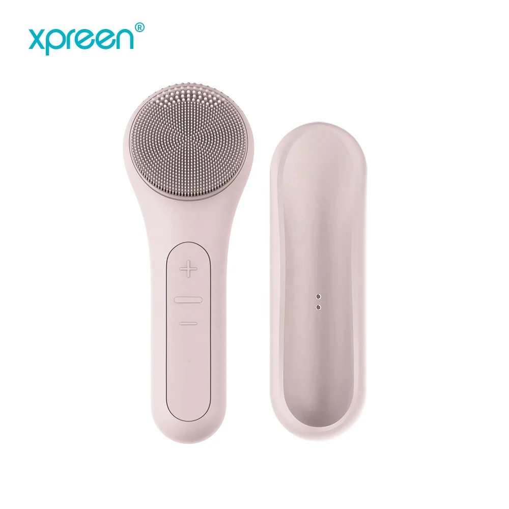 Dual sided facial cleansing brush heating sonic vibration facial cleansing brush