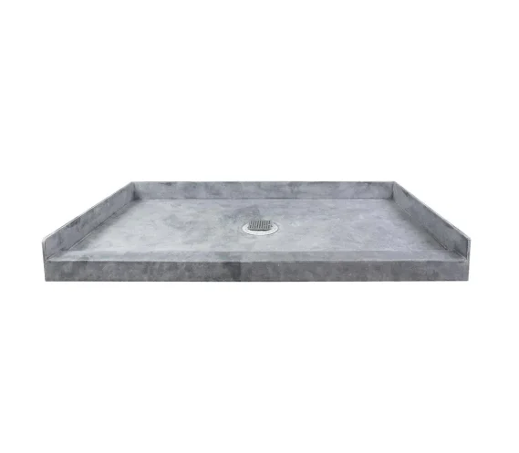 SMC Shower Tray Center Drain, Single Threshold Alcove Shower Pan Base for Bathroom 60x32 in