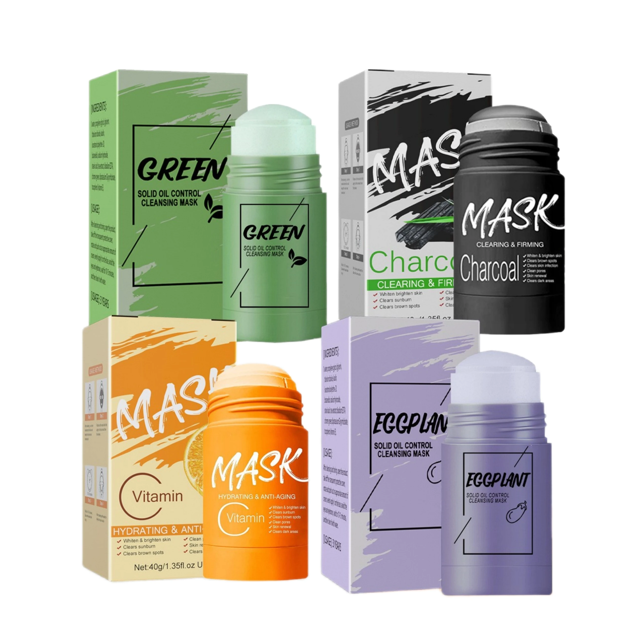 OEM Private Label Natural Organic Facial Skin Repair Acne Remove Green Tea Masking Charcoal Clay Face Mask Stick