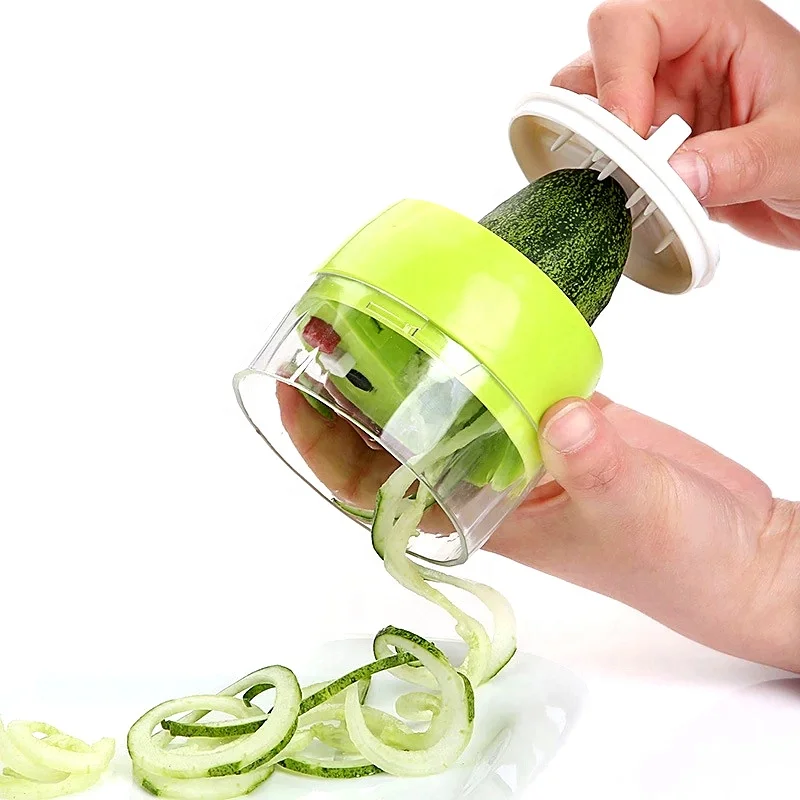 4 In 1 Adjustable Spiral Grater Cutter Salad Tools Zucchini Noodle Spaghetti Maker Handheld Spiralizer Vegetable Fruit Slicer