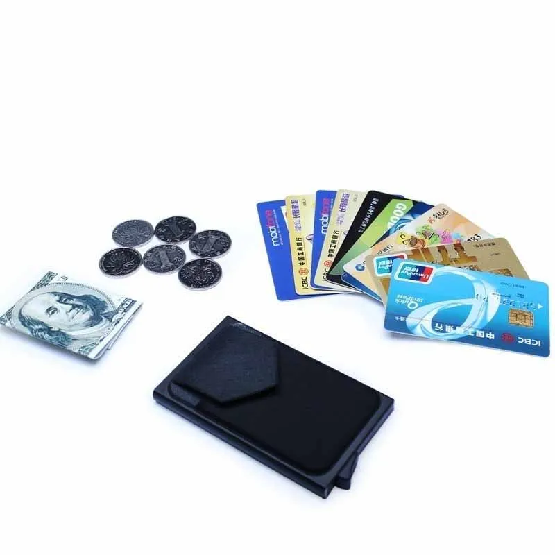 Factory Supply Phone Card Holder Custom Logo RFID Blocking Aluminium Card Wallet with Elastic Pocket ID Credit Card Holder