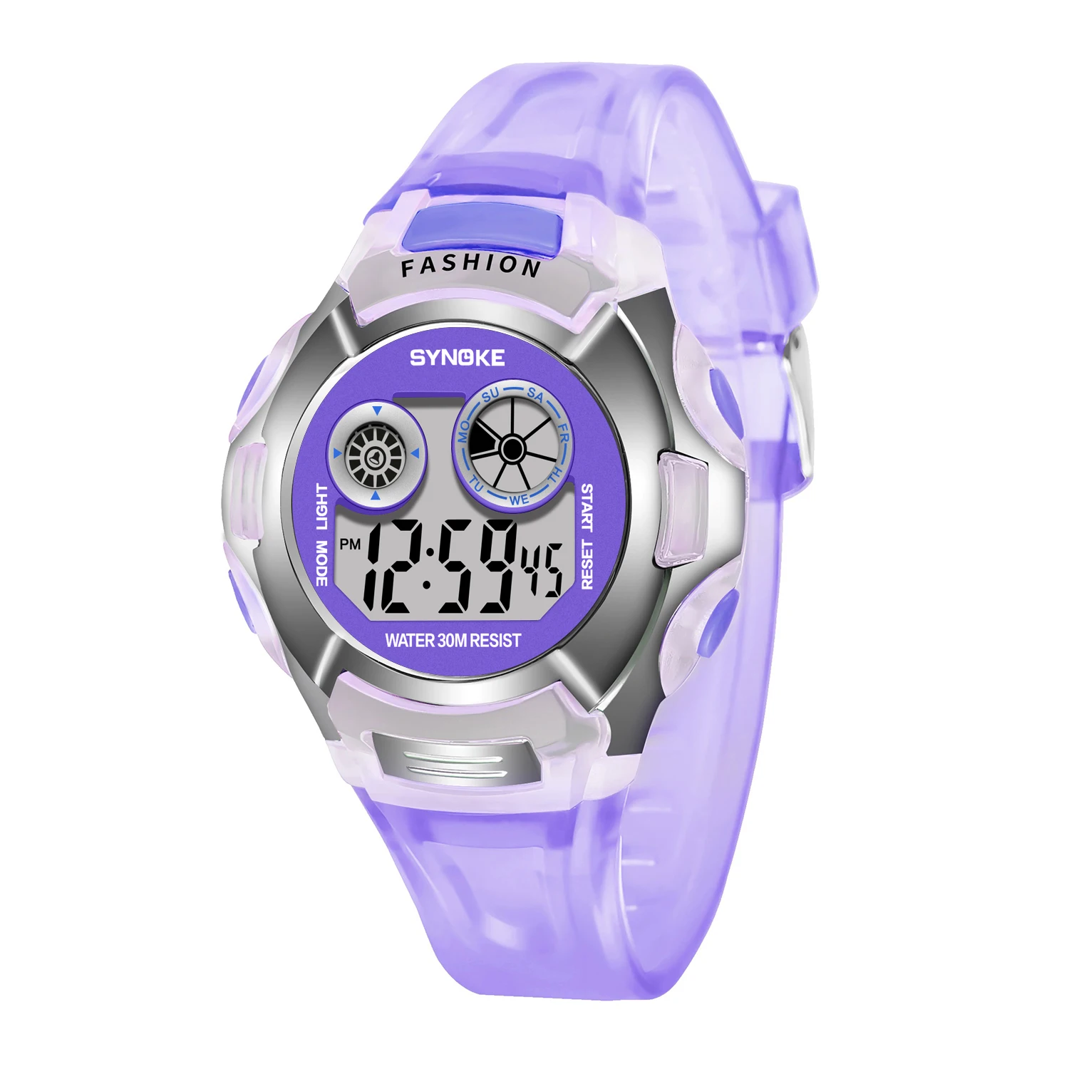 
SYNOKE Fashionable translucent alarm colorful luminous multifunctional sports boys girls primary school electronic digital watch 