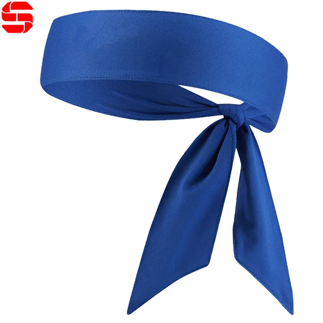 Wholesale Tennis Sweatband Tie Back Headbands Long Basketball Volleyball Head Wrap Quickly Dry Fit Head Ties with custom logo