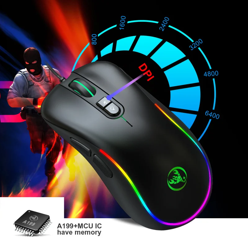 Linkinmi USB wired gaming mouse supports macro programming RGB luminous 6400DPI LK300M desktop Computer Gaming Mouse