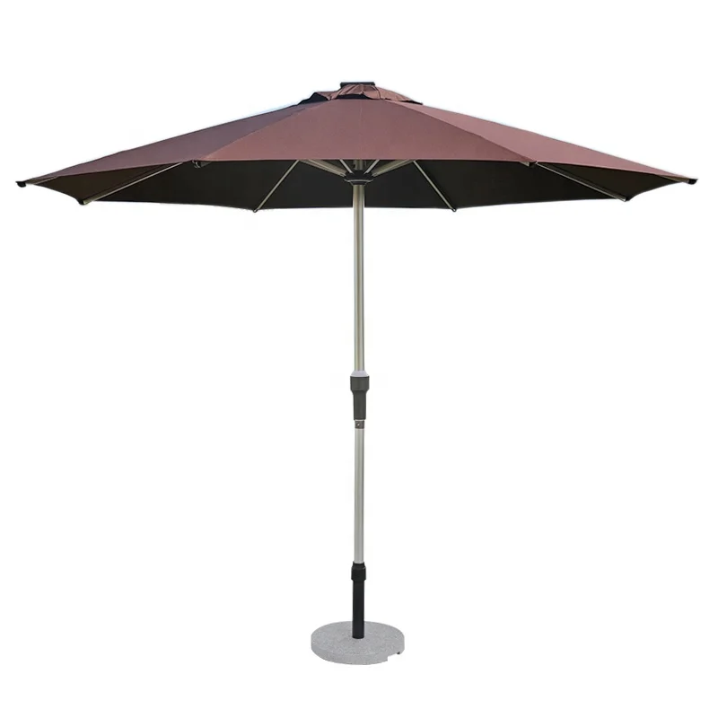Table & Chair Insertable Solar led Garden Umbrella Center Column Patio parasol with Solar led
