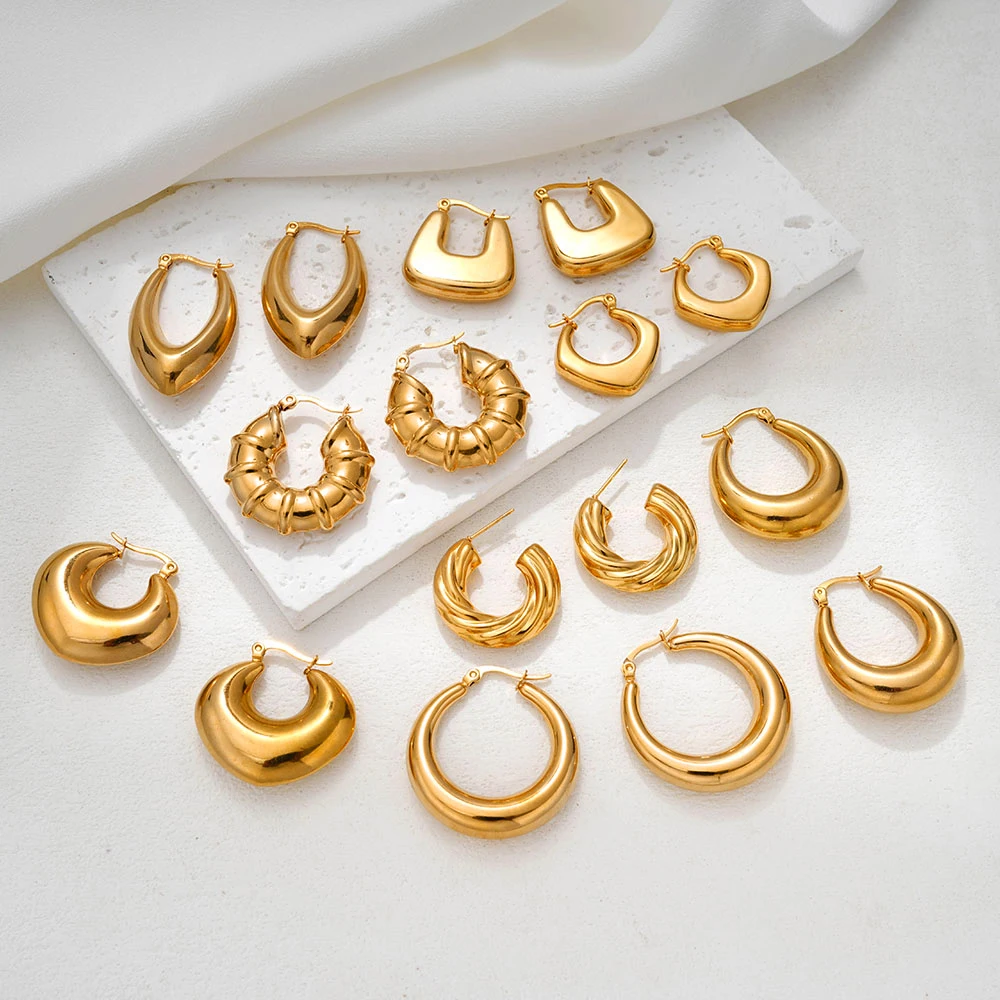 Женские гипоаллергенные серьги из нержавеющей стали 18 k позолоченные винты витые C-образные не запятнающие ювелирные изделия