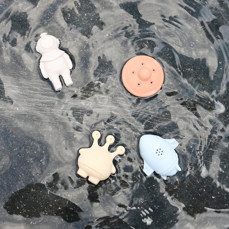 BPA free silicone water baby toys CE certificate kids bath toy sets soft suction water floating toddler bath toys kits