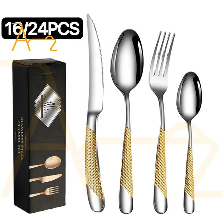 Wholesale Bulk Luxury Silver Flatware Set Spoons Forks and Knife Stainless Steel Cutlery For Restaurant Hotel