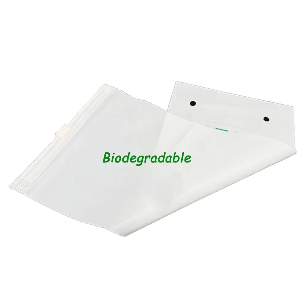 Best Custom Clothes Packaging Zip Lock Bag Biodegradable Matt Frosted Pvc Pe Plastic Clothing PLA Ziplock Zipper Bag With Logo