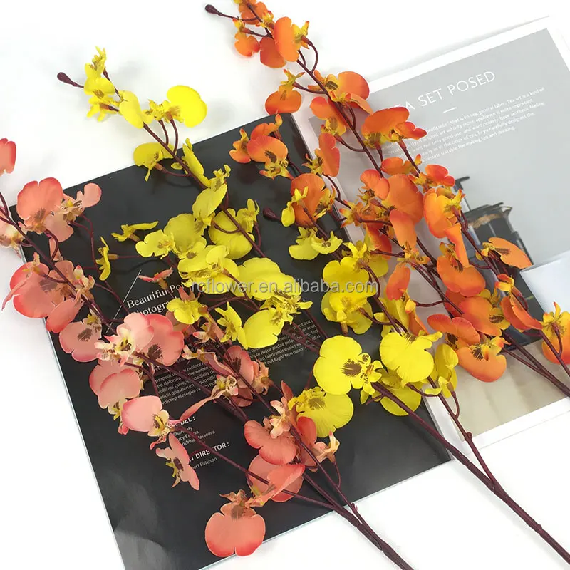 Simulation 3D oncidium dancing orchid artificial flower living room interior decoration fabric artificial flower
