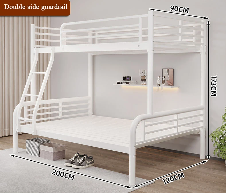 Steel bunk bed, high and low iron frame bed for home and hotel