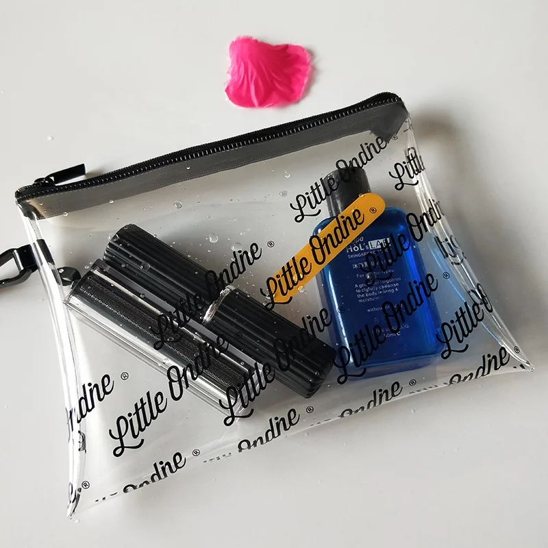 crystal clear tpu jelly bags with zipper, waterproof clear pouch cosmetic bags with handle