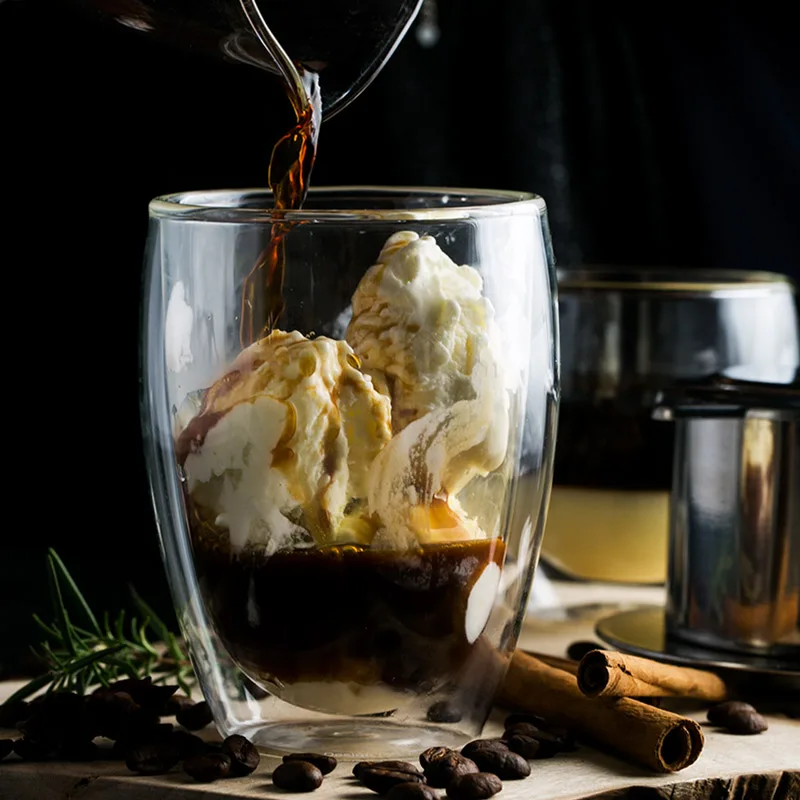 Double Wall Glass Cups Clear Heat resistant High Borosilicate Coffee Tea Water Drinking Cups without Handle