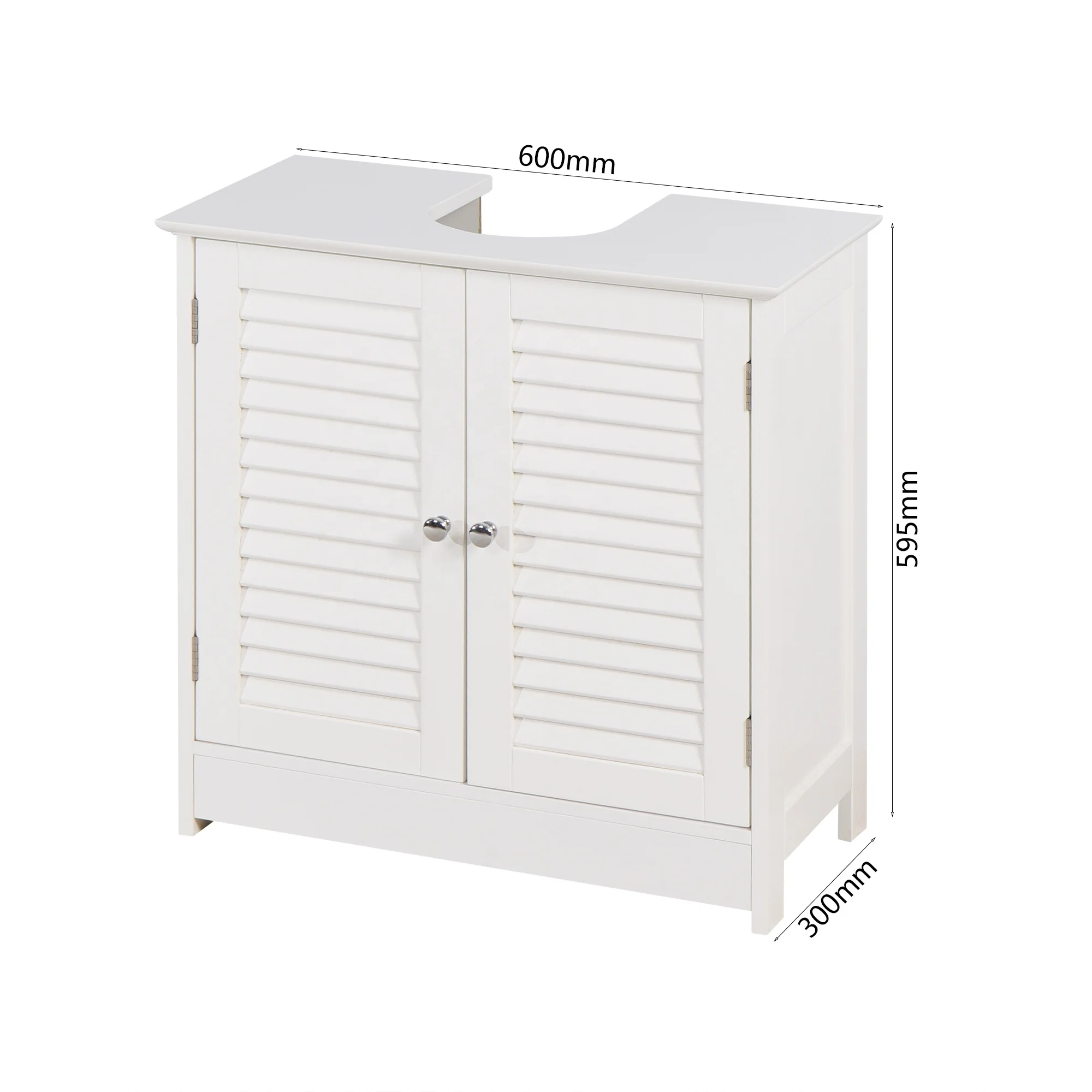 Elegant white Bathroom Vanity Modern Wash Hand Louver Double Door Cabinet