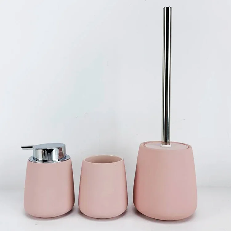 BX Modern 3pcs cute macaron color rubber coated ceramic bathroom set for home and hotel