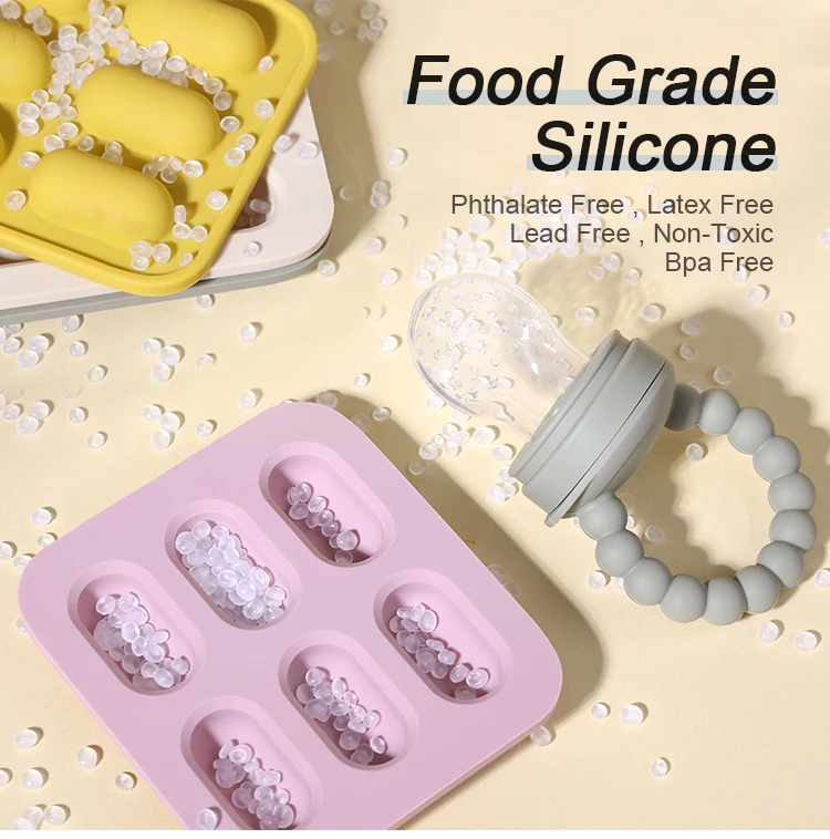 Bpa Free Silicon Nibble Freezer Tray Breast Milk Teething Popsicle Mold Baby Fruit Food Teether Tray Toddler Fruit Pacifier Set