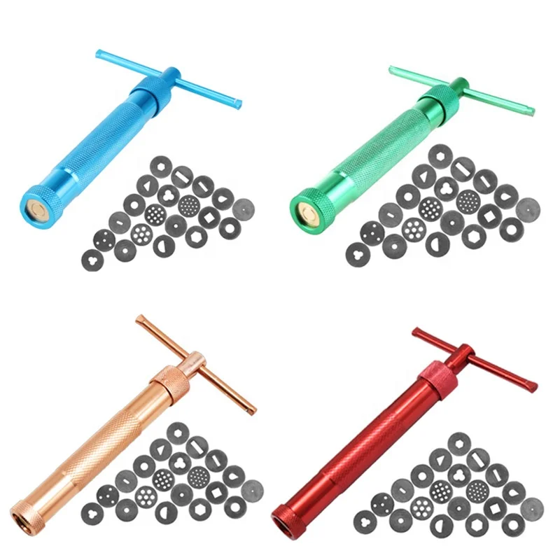 20 Patterns Stainless Steel Clay Extruder Sugar Paste Extruder Cake Fondant Tools Ceramics Pottery Clay Extruder Mixers Presses