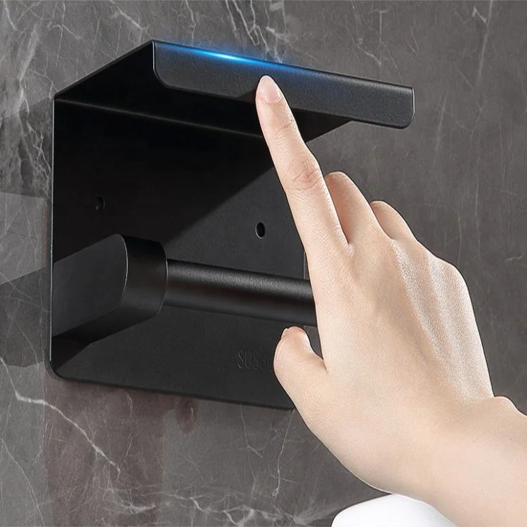 Factory Supply Brush Stainless Steel Toilet Paper Holder With Storage Shelf For Bathroom Hardware Toilet Paper Holder