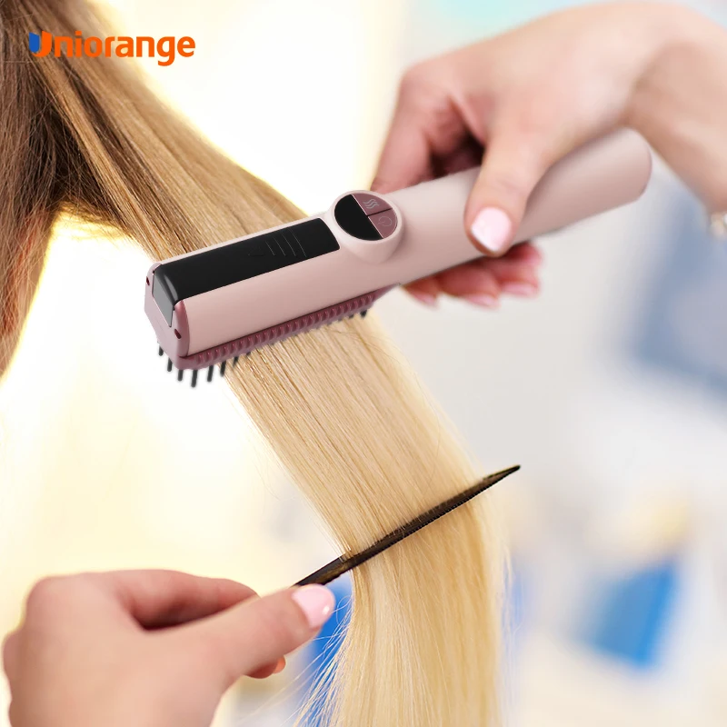 Portable USB Rechargeable Cordless Men Beard Hair Straightener Brush Mini Wireless 2 in 1 Hot steam Hair Straightener Comb