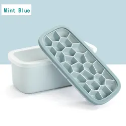 BPA Free Long Big Large Ice Tray Silicone Ice Cube Mold Honeycomb Shaped Designer Silicone Ice Cube Tray With Box Lid And Bin