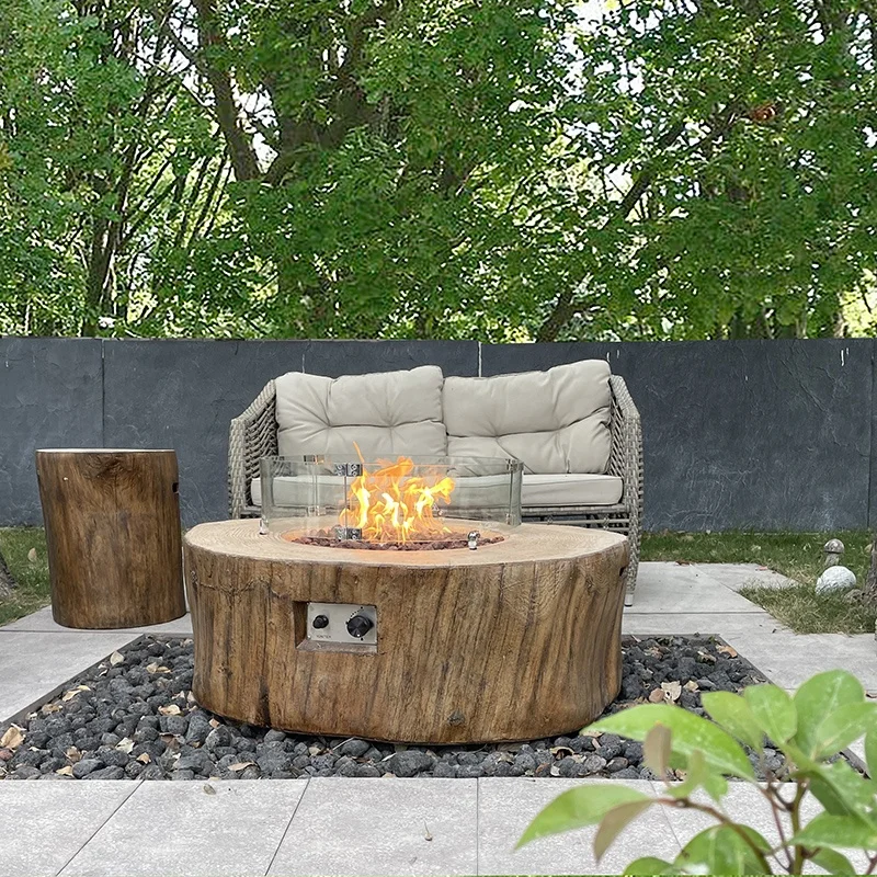 Patio Heater backyard propane fire table custom column shape GRC wood fire pit