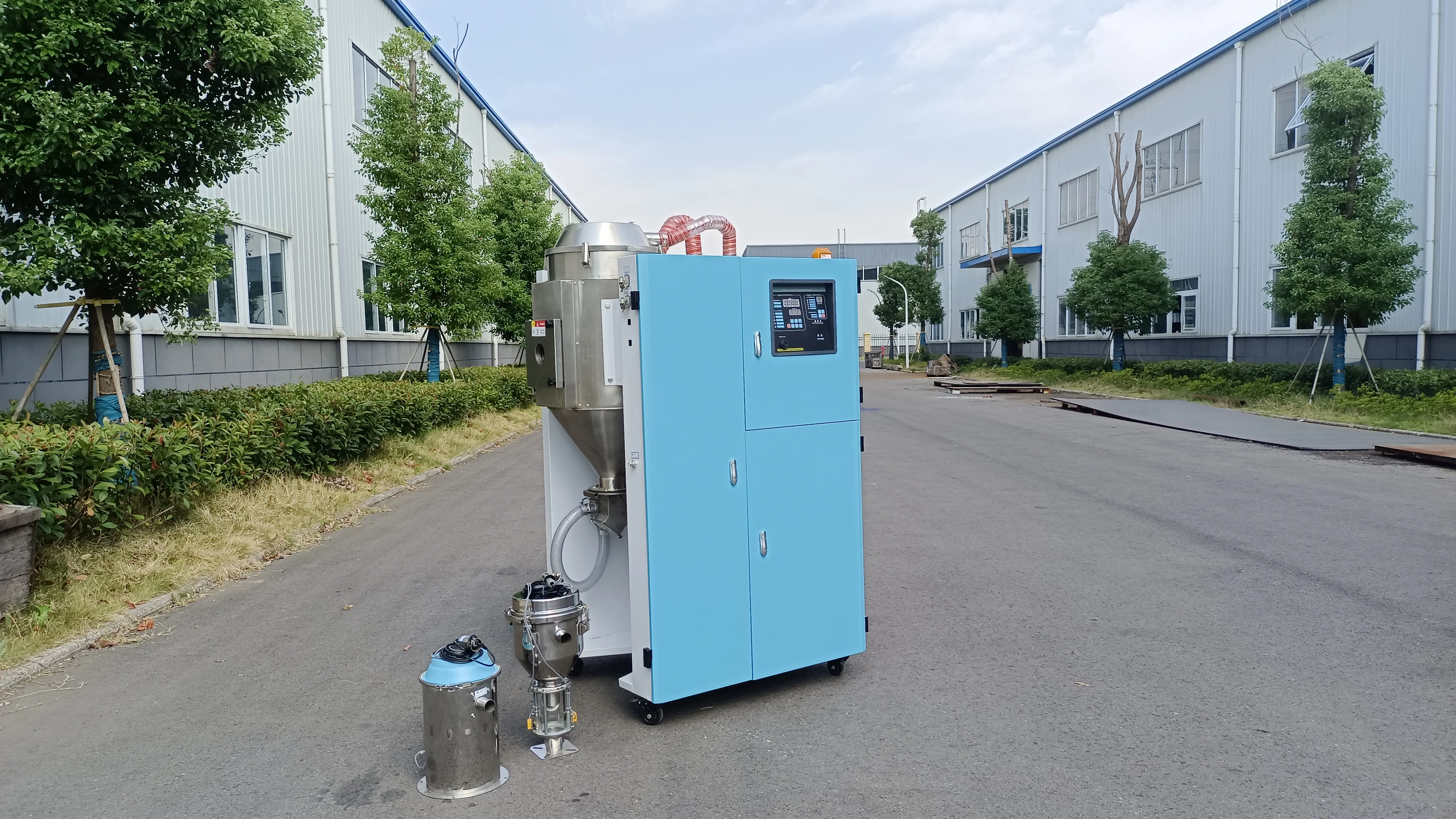 100kg Auto feeder + dehumidifying +dryer three in one compact drying machine