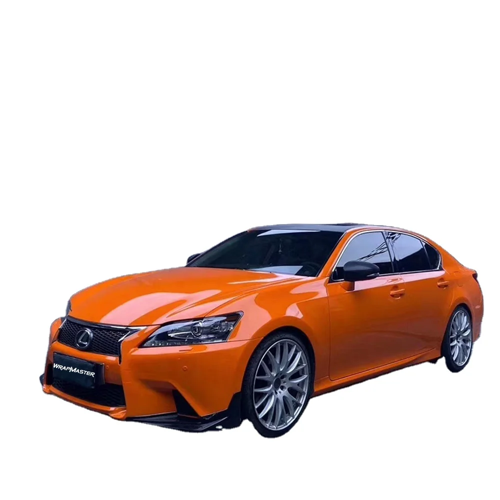 WRAPMASTER 1.52*17m PET Liner Gloss Flame Orange Vinyl Wrap Self Healing Car Body Stickers