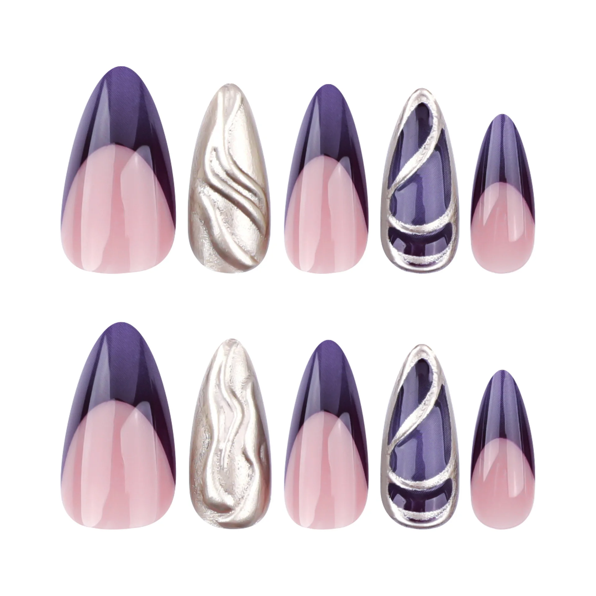 Hot Artificial Almond Nails Medium Press on Nails Shell Custom Medium Stiletto French 24pcs/Box Nail Tips