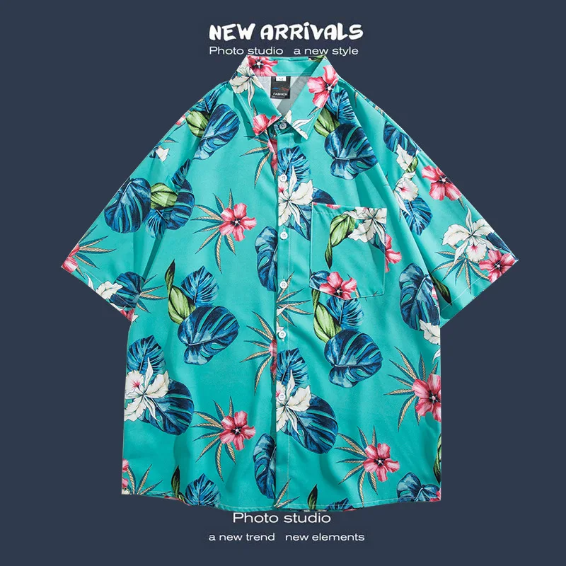 2024 Wholesale New Summer Short sleeved Flower Shirts Retro Vetiver Trendy and Beautiful Shirts Suitable for Men and Women