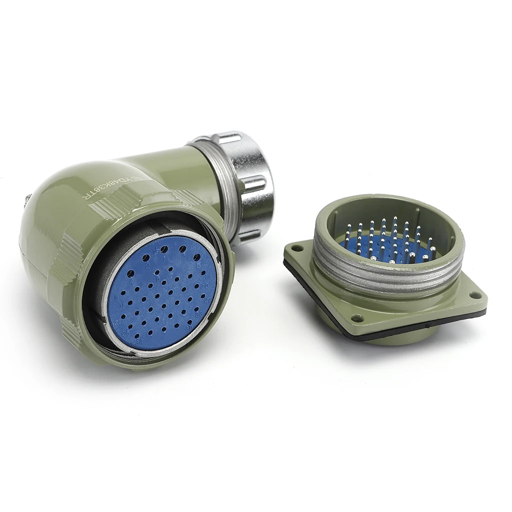 Yd Series 5 Pin Right Angle Reversed Plug With 5 Hole 2 Hole Flange Socket Aviation Connector